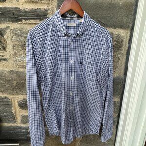 STEAL $395 Burberry Britt Button Down Check gingam blue Large Classic luxury